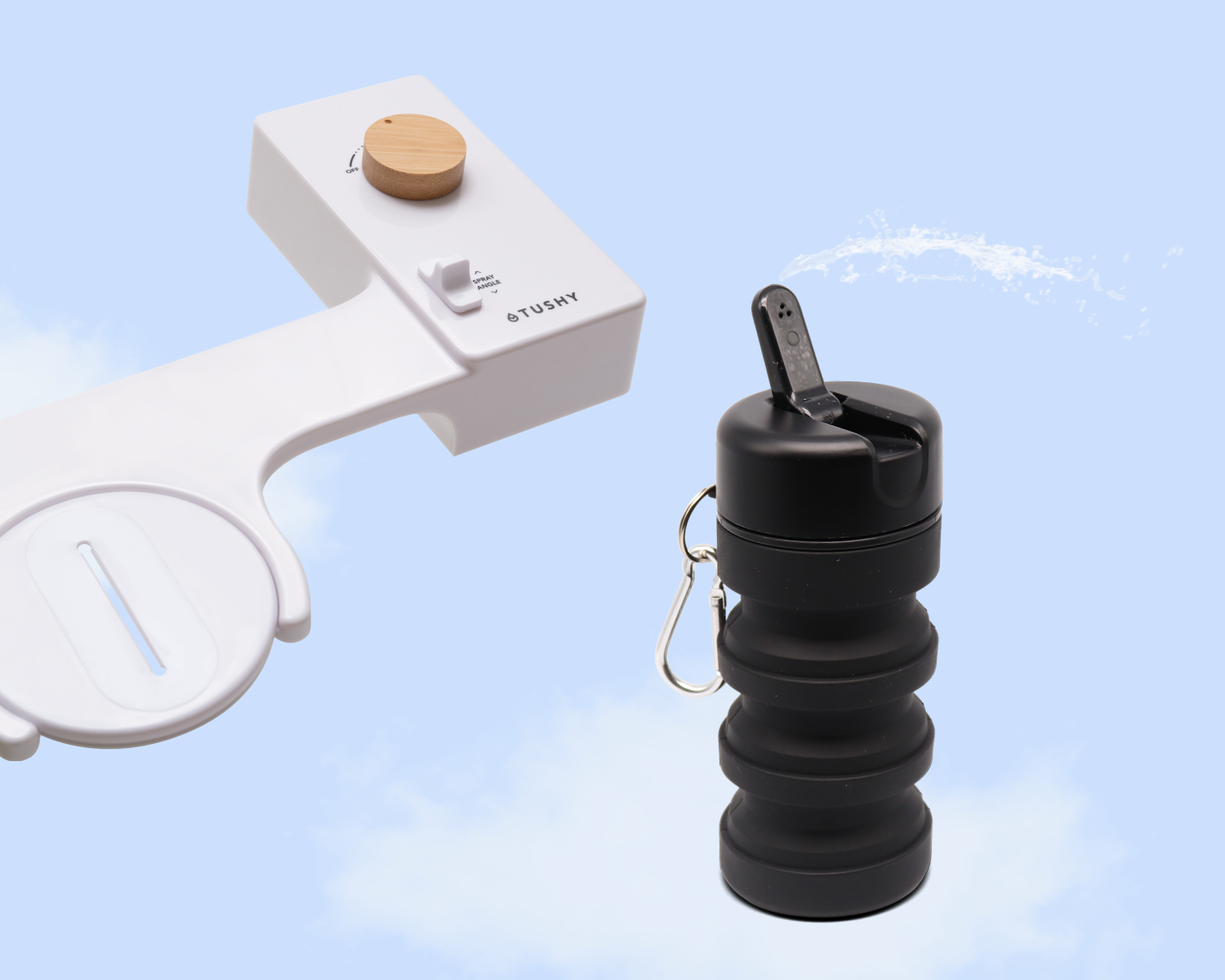 TUSHY Classic 3.0 Bundle Bidet Attachment TUSHY Bamboo + Black Travel