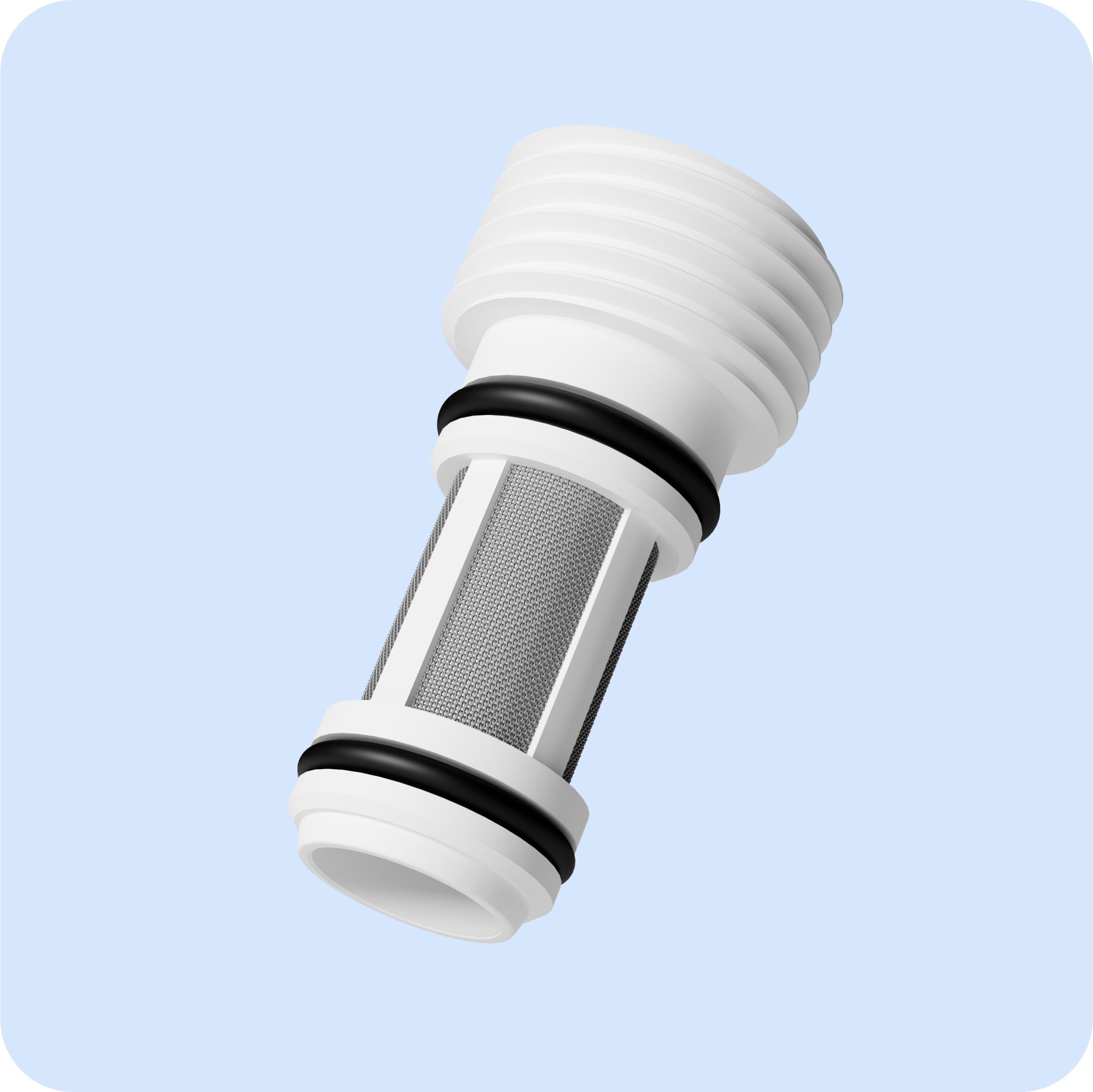 White and black filter on a light blue background