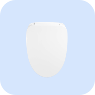 Top down view of a closed toilet seat