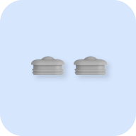 2 grey Lid Bumper Pads for Cloud/Cloud+ on a light blue background