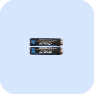 2 batteries on a light blue background