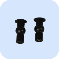 2 black Top-Mounting Rubber Inserts for Wave/Oasis on a light blue background