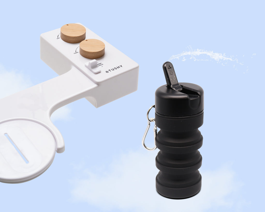 TUSHY Spa 3.0 Bundle Bidet Attachment TUSHY Bamboo + Black Travel