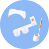 Small blue circle with a tushy Classic, Toilet brush and ottoman
