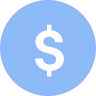Small blue circle with a dollar sign