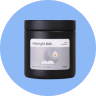 Small blue circle with a black jar