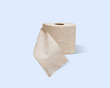 Roll of TUSHY bamboo toilet paper on a light blue background