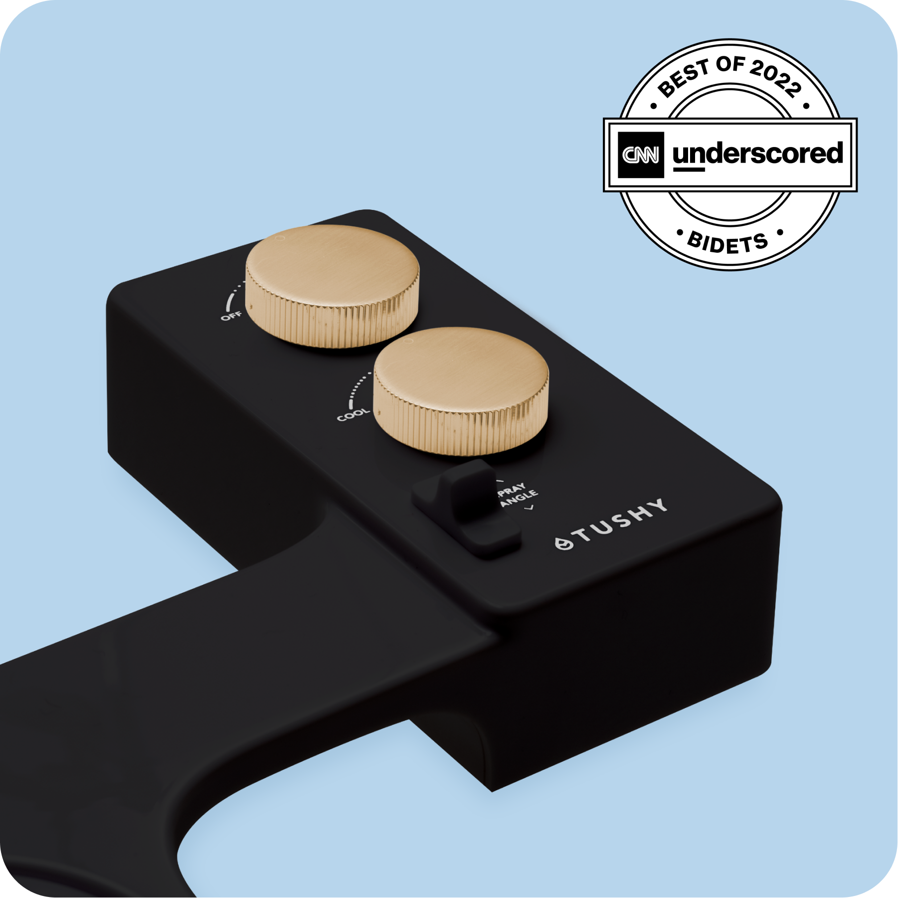 Tushy Spa 3.0 Black/Gold - a warm water bidet attachment by TUSHY