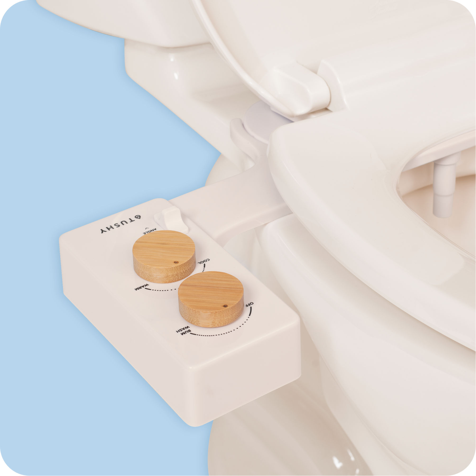 Tushy Spa 3.0 Biscuit/Bamboo - a warm water bidet attachment by TUSHY