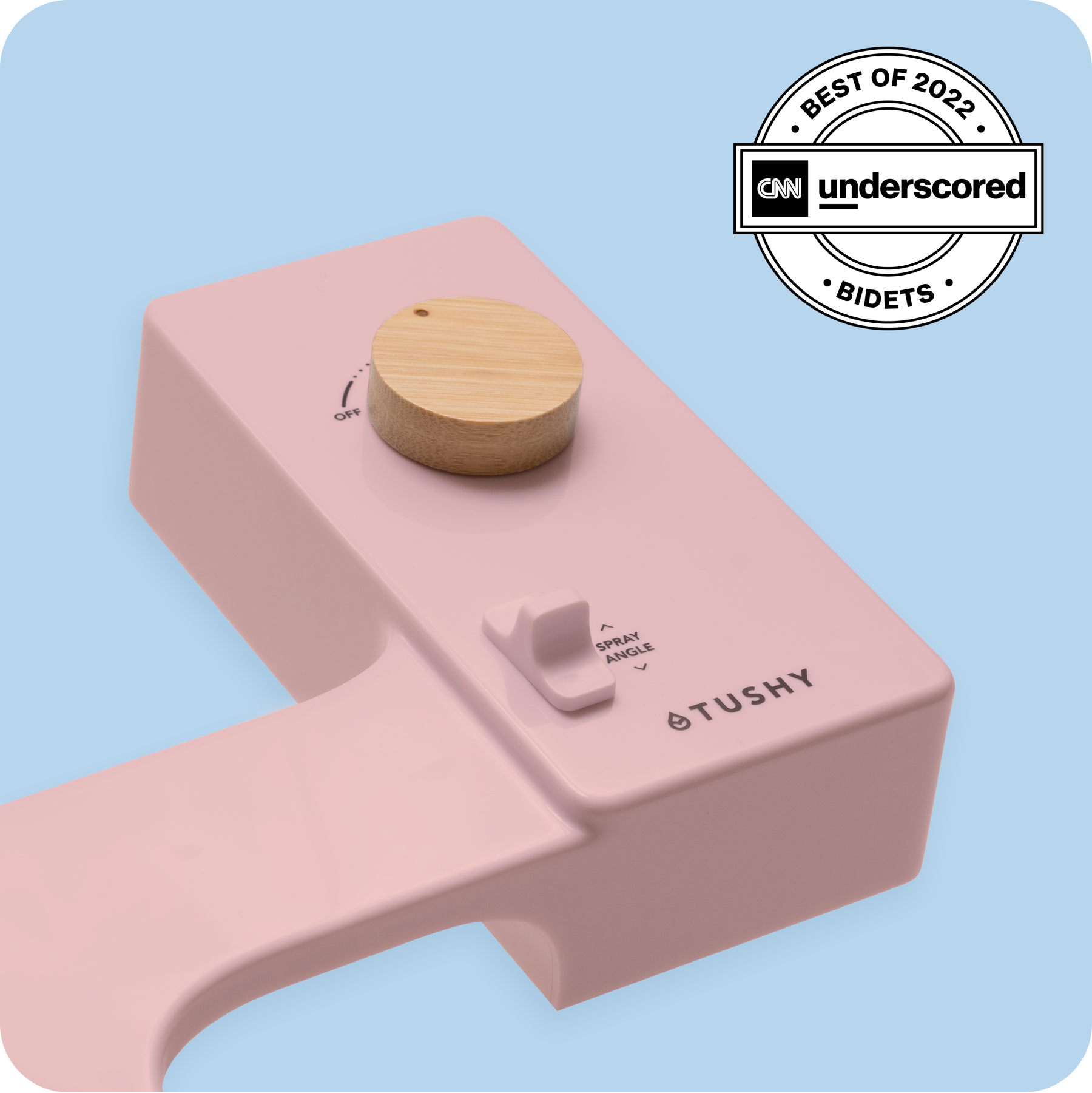 Tushy Classic 3.0 Pink/Bamboo - a classic affordable bidet attachment by TUSHY
