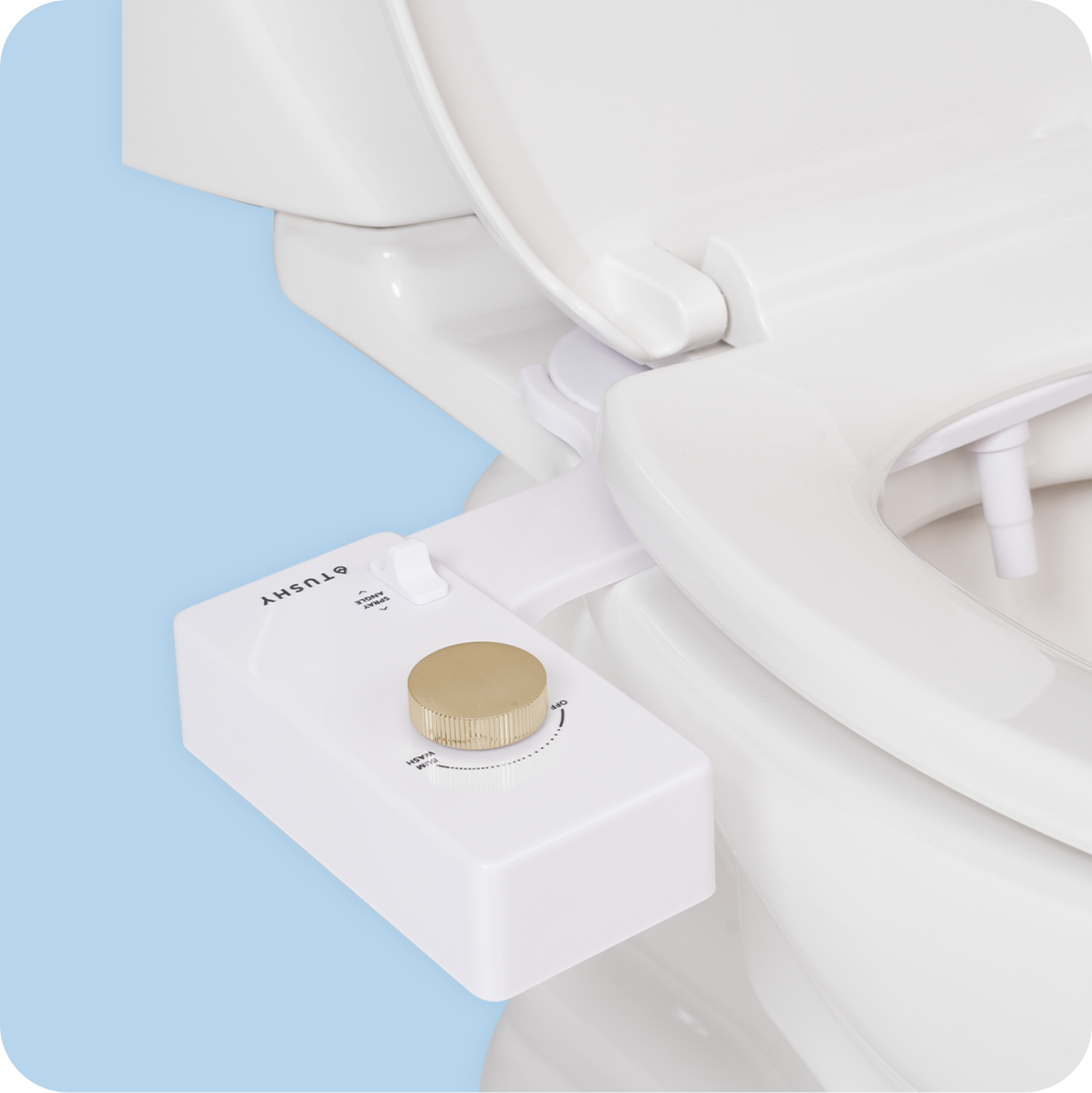 Tushy Classic 3.0 White / Gold-classic - a classic affordable bidet attachment by TUSHY White with Gold Knobs