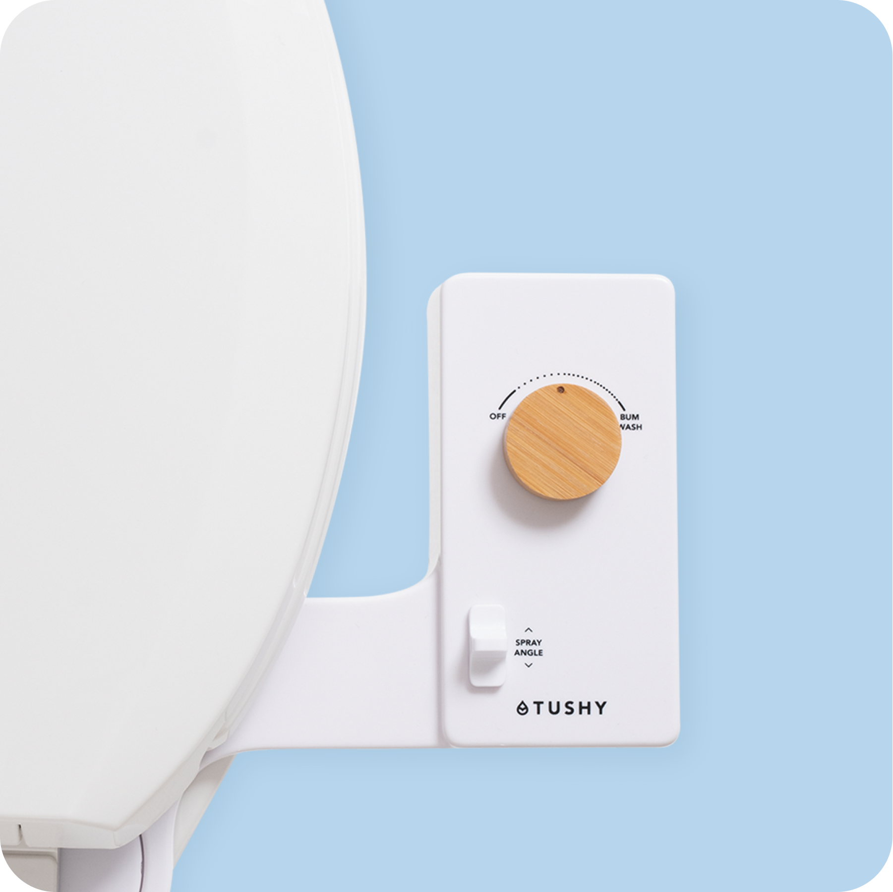 Tushy Classic 3.0 White / Bamboo-classic - a classic affordable bidet attachment by TUSHY White with Bamboo Knobs