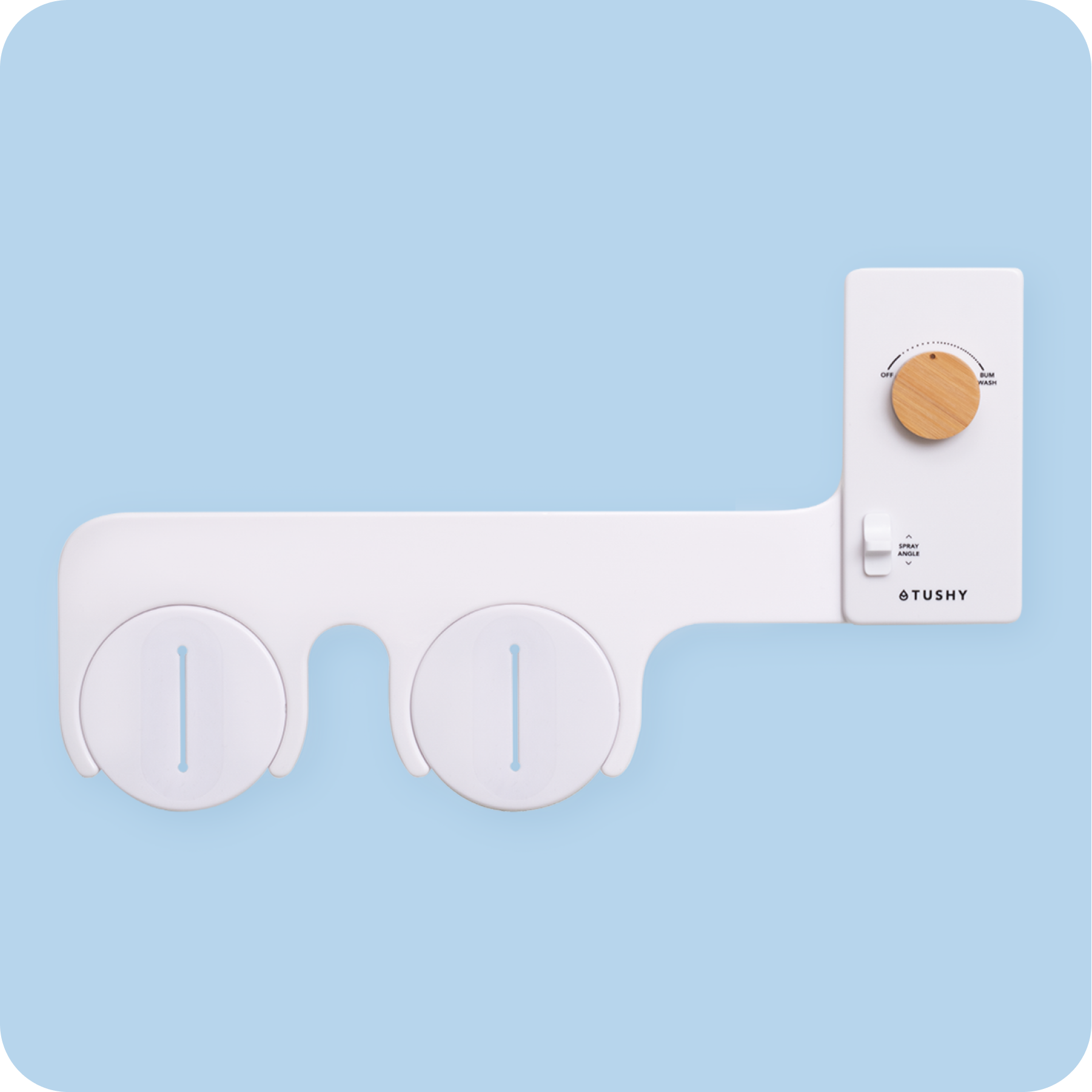 Tushy Classic 3.0 White / Bamboo-classic - a classic affordable bidet attachment by TUSHY White with Bamboo Knobs