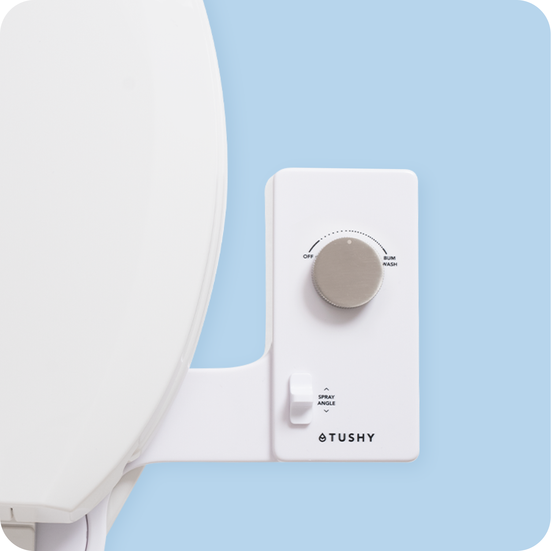 Tushy Classic 3.0 White / Platinum - a classic affordable bidet attachment by TUSHY White with Platinum Knobs