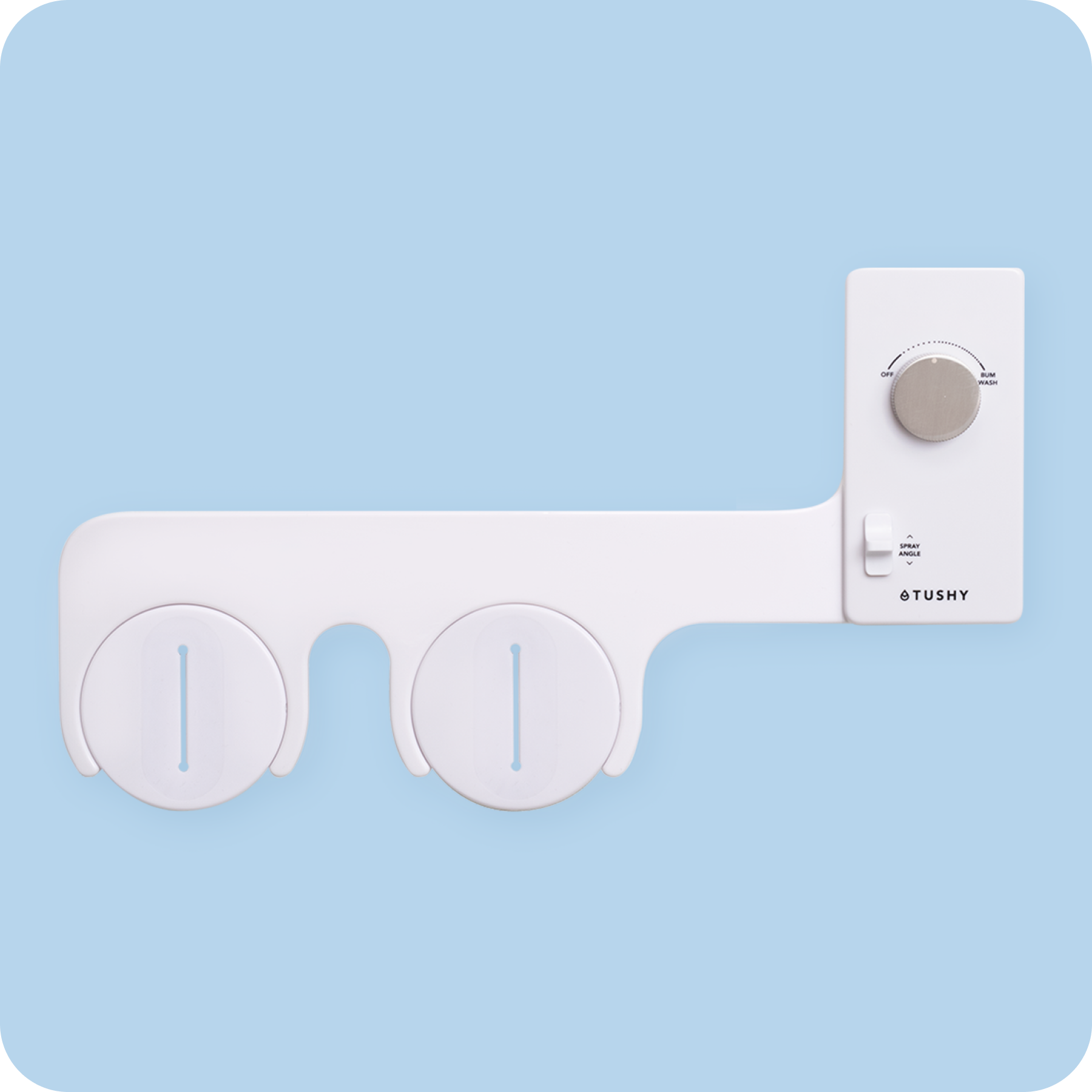 Tushy Classic 3.0 White / Platinum - a classic affordable bidet attachment by TUSHY White with Platinum Knobs