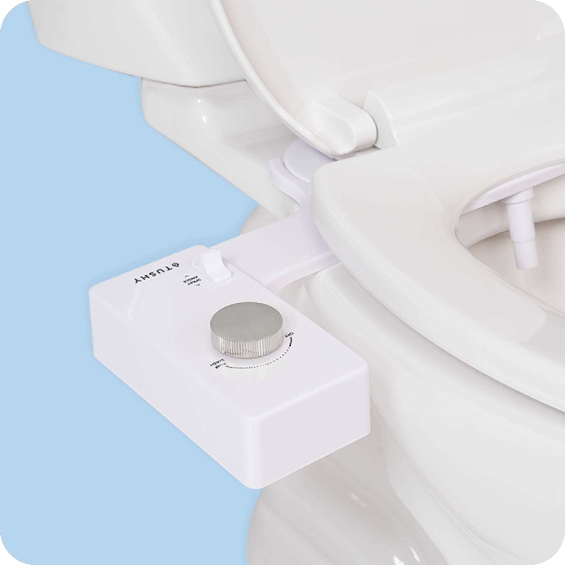 Tushy Classic 3.0 White / Platinum - a classic affordable bidet attachment by TUSHY White with Platinum Knobs