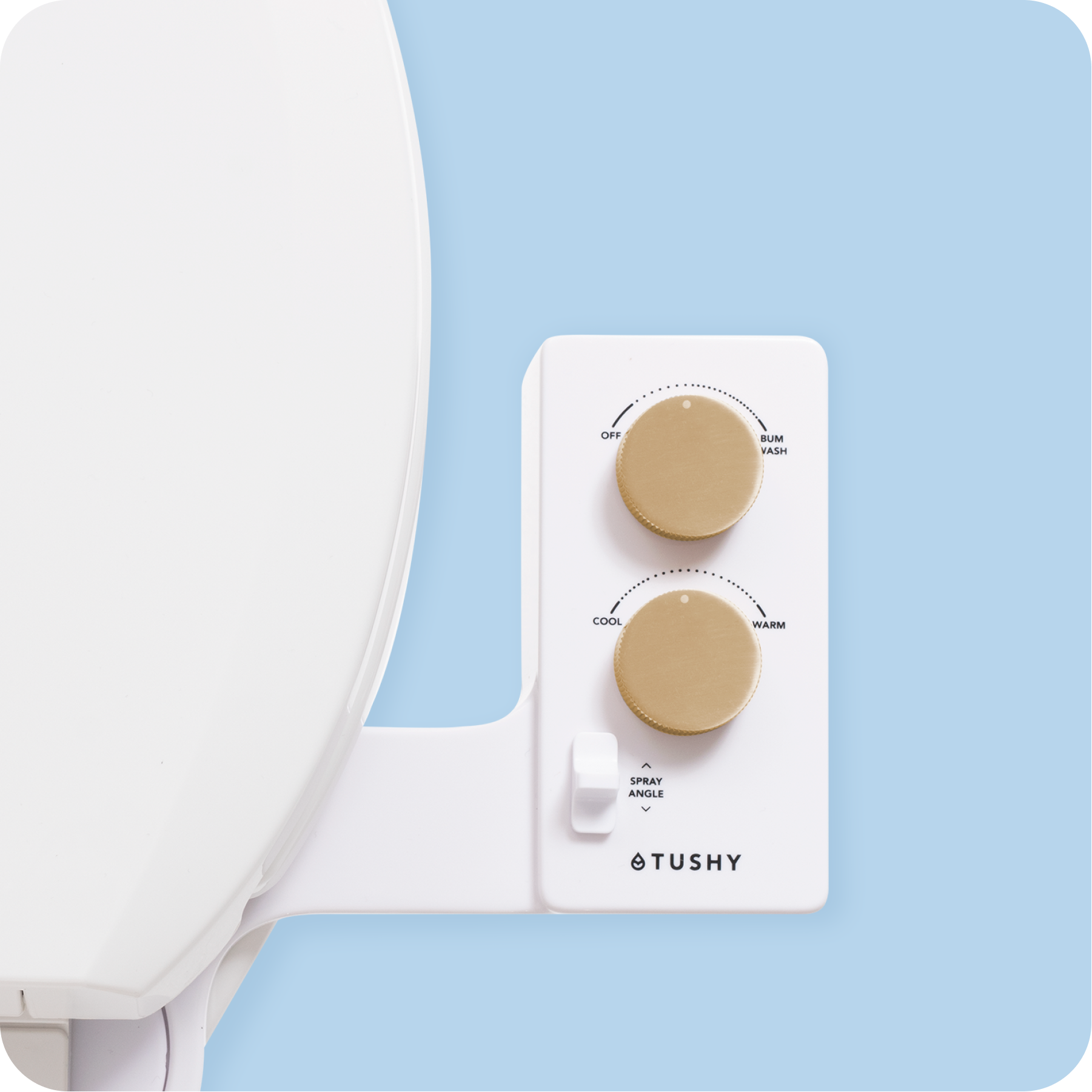 Tushy Spa 3.0 White / Gold-classic - a warm water bidet attachment by TUSHY White with Gold Knobs