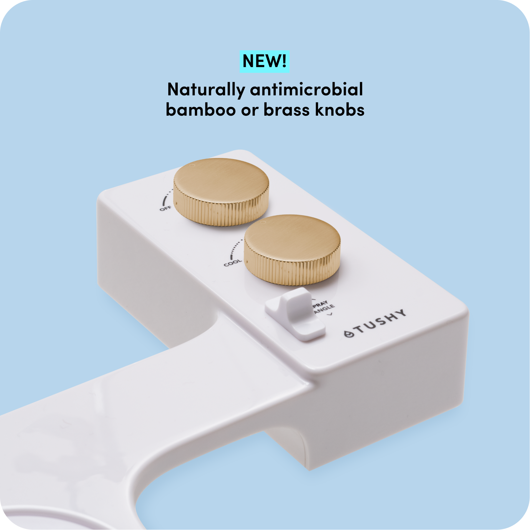 Tushy Spa 3.0 White / Gold-classic - a warm water bidet attachment by TUSHY White with Gold Knobs