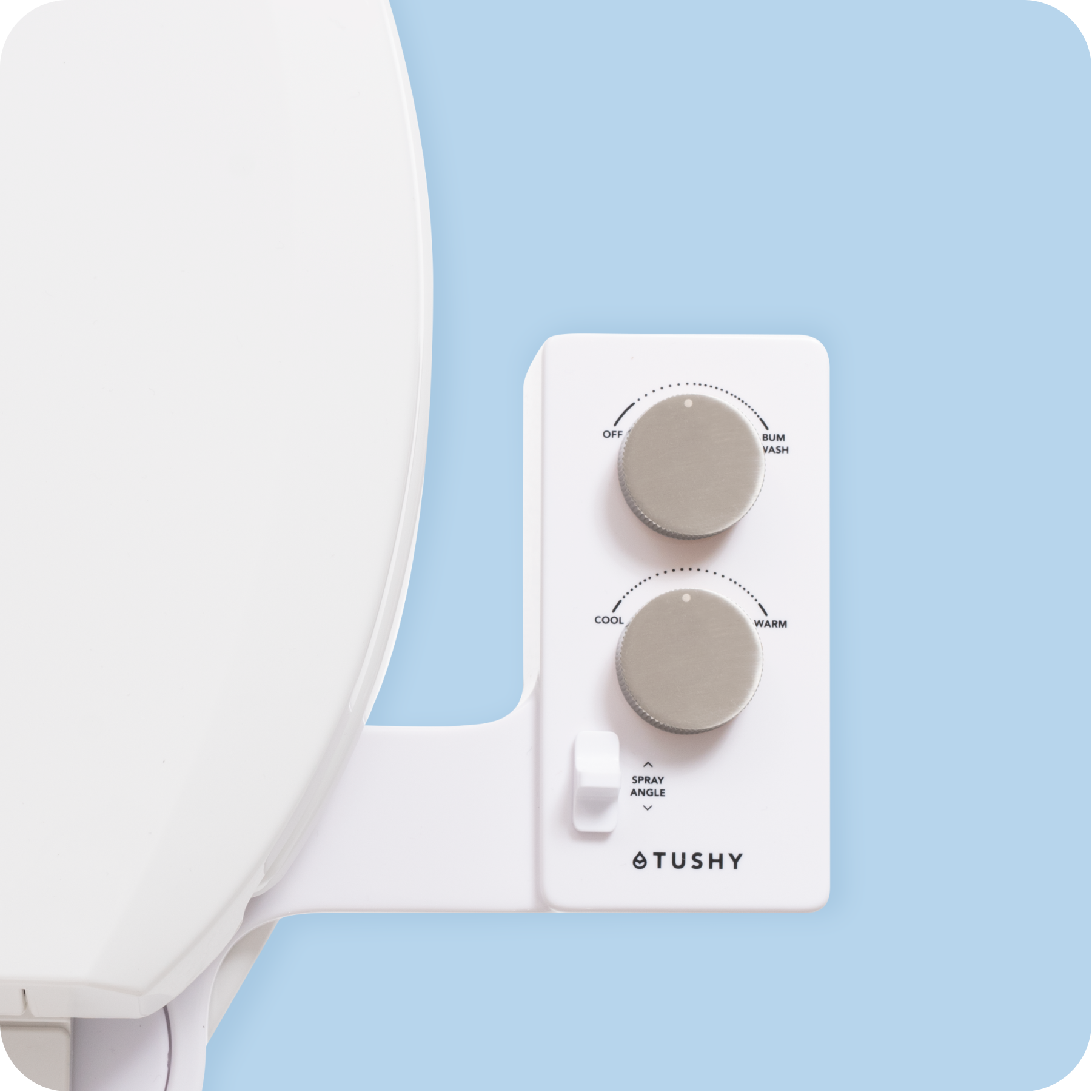 Tushy Spa 3.0 White / Platinum - a warm water bidet attachment by TUSHY White with Platinum Knobs