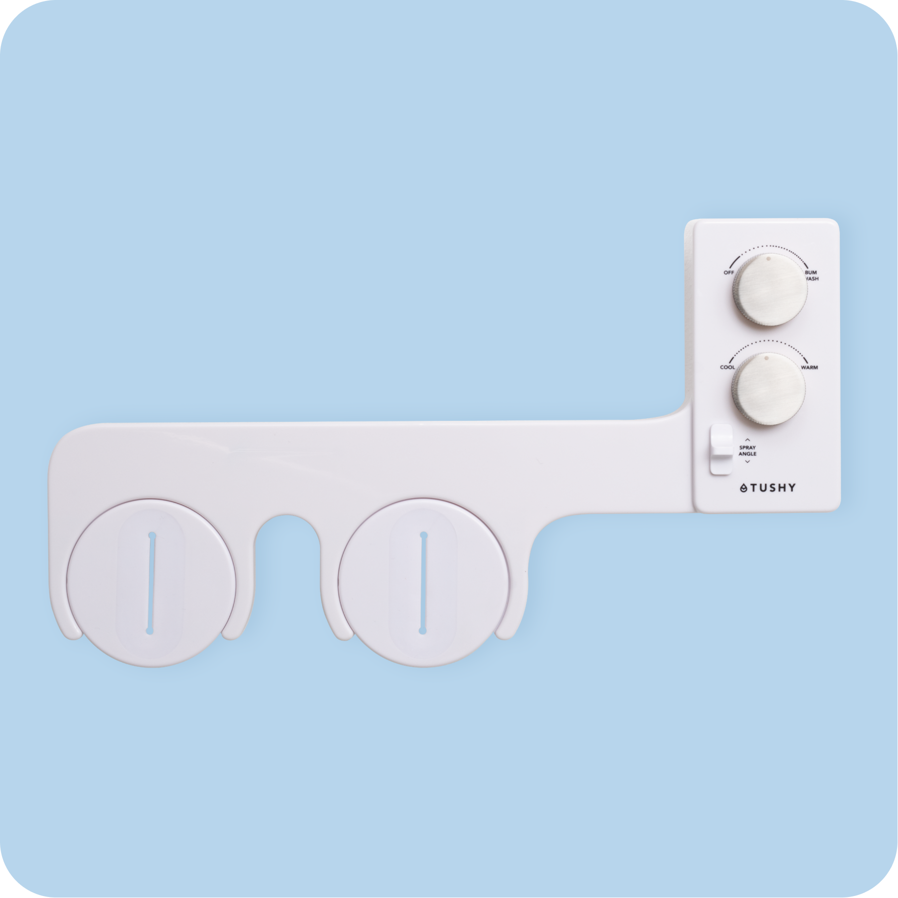 Tushy Spa 3.0 White / Platinum - a warm water bidet attachment by TUSHY White with Platinum Knobs