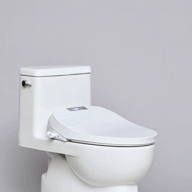 Animation of the Tushy Aura bidet seat opening and closing