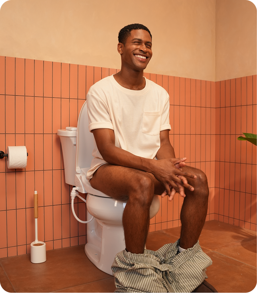 Elevated toileting for round bowls.