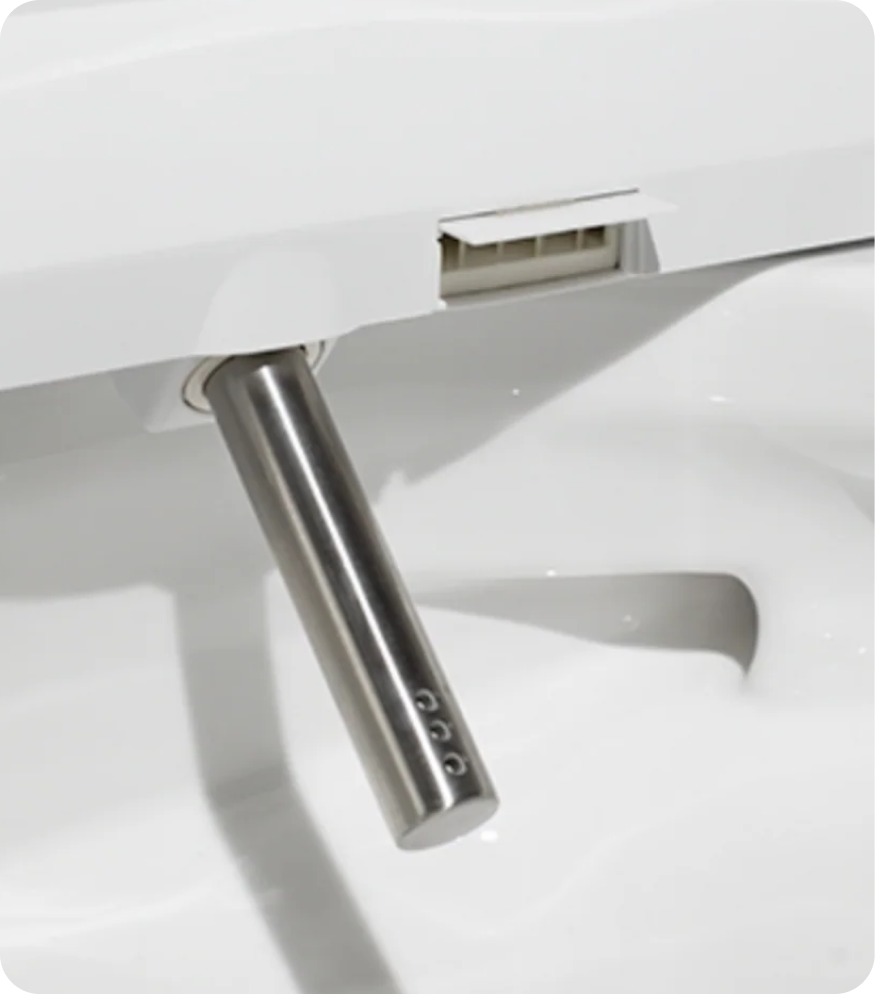 Self-cleaning stainless steel nozzle.