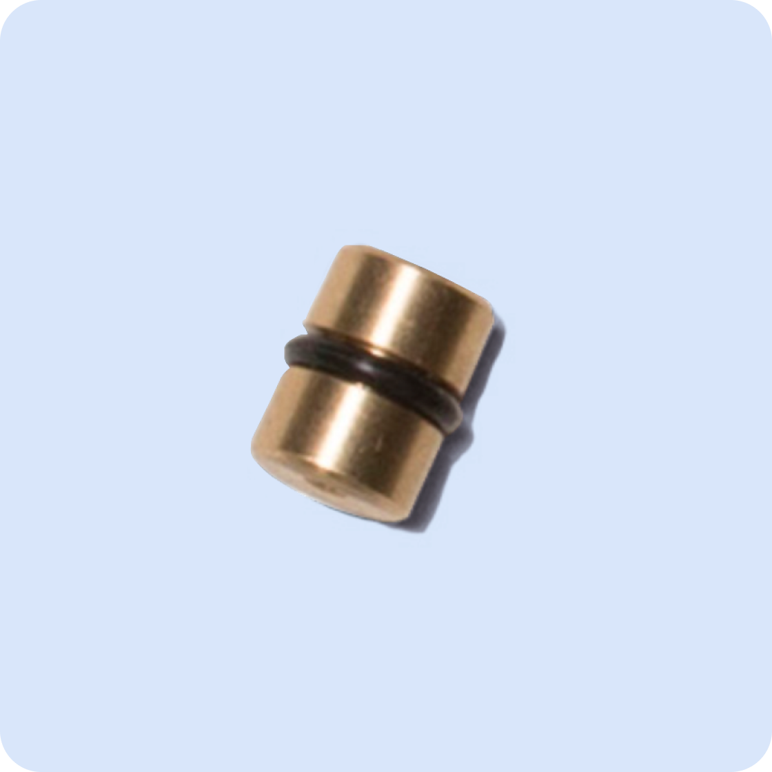 Brass pressure reduction insert with a black rubber O-ring.