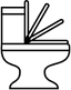 Illustration of a toilet with a lid in various positions