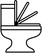 Illustration of a toilet with a lid in various positions