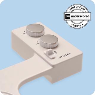 Tushy Spa 3.0 Biscuit/Platinum - a warm water bidet attachment by TUSHY