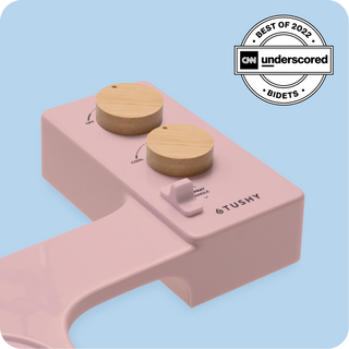 Tushy Spa 3.0 Pink/Bamboo - a warm water bidet attachment by TUSHY