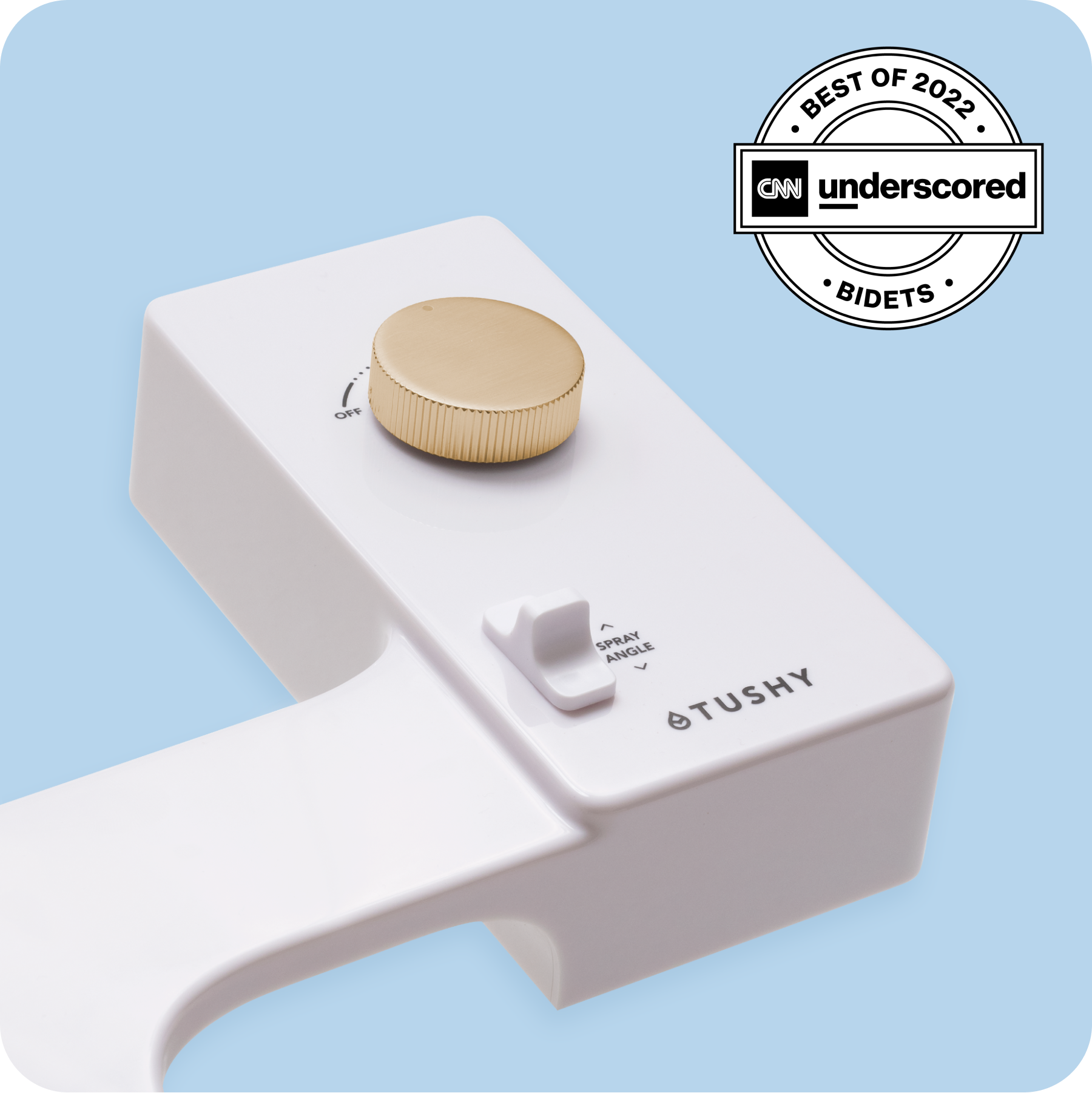 Tushy Classic 3.0 White / Gold-classic - a classic affordable bidet attachment by TUSHY White with Gold Knobs