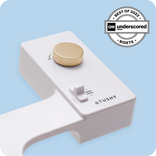 Tushy Classic 3.0 White / Gold-classic - a classic affordable bidet attachment by TUSHY White with Gold Knobs
