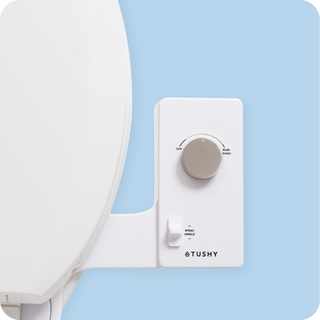 Tushy Classic 3.0 White / Platinum - a classic affordable bidet attachment by TUSHY White with Platinum Knobs
