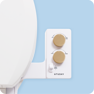 Tushy Spa 3.0 White / Gold-classic - a warm water bidet attachment by TUSHY White with Gold Knobs